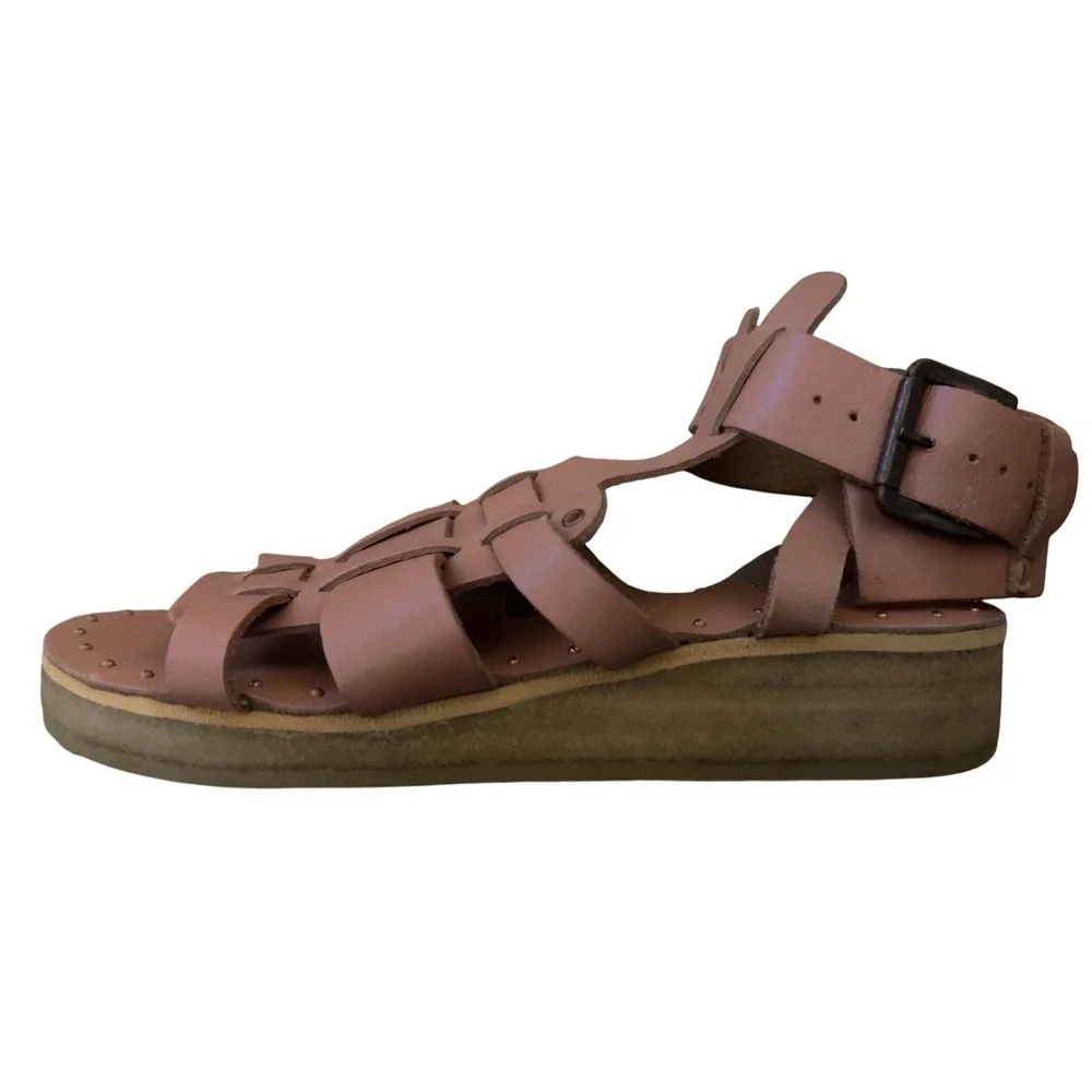 Free People Marianne wedge leather gladiator sandals buckles SZ: 38 EU‎ 7.5 US